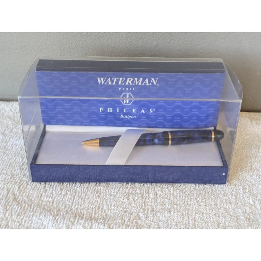 Waterman Phileas Ballpen Blue Gold Marble Ball Pen New in Box Sealed Paris 81007